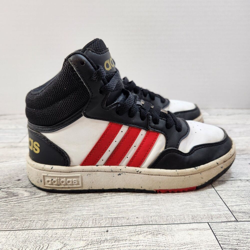 Adidas‎ Hoops 3.0 Mid Basketball Shoes Sneakers Size 13 Kids Black White Red